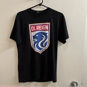 Flawed - Seattle OL Reign FC Men's SRFC Shield Black Short Sleeve Shirt.